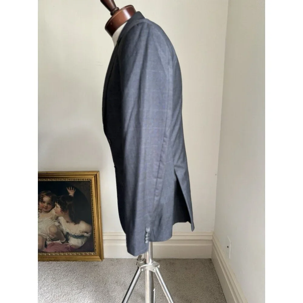 Hugo Boss Mens Blazer Wool Sport Coat US Sz 38R Redo Super 110‎ Grey Plaid